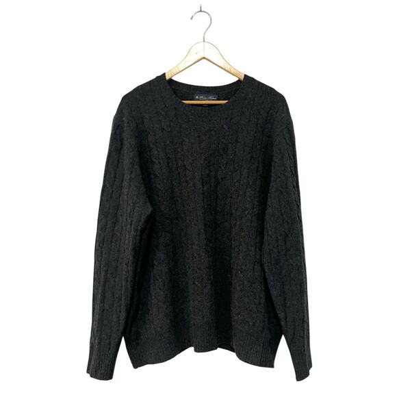 Brooks Brothers Sweater Mens XXL Gray Lambswool Cable Knit Crewneck Pullover - Picture 1 of 7